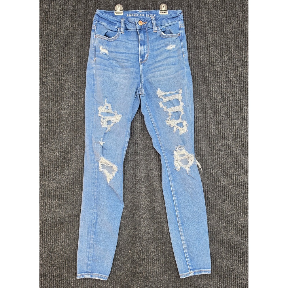 American Eagle Curvy Hi-Rise Jegging Light Wash Distressed Jeans Size 4 Regular